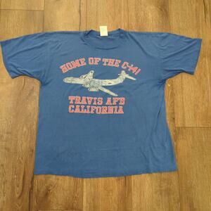 VTG Travis AFB California Fighter Jet Plane C-141 Adult Large Lightweight 80s